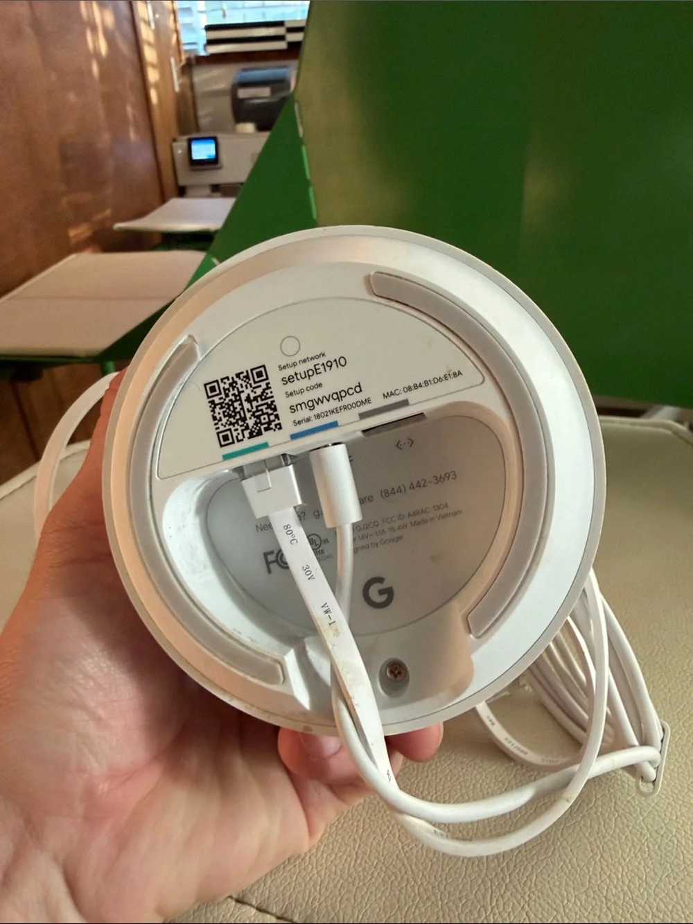 Google internet White Round Power Adapter with Attached Cable